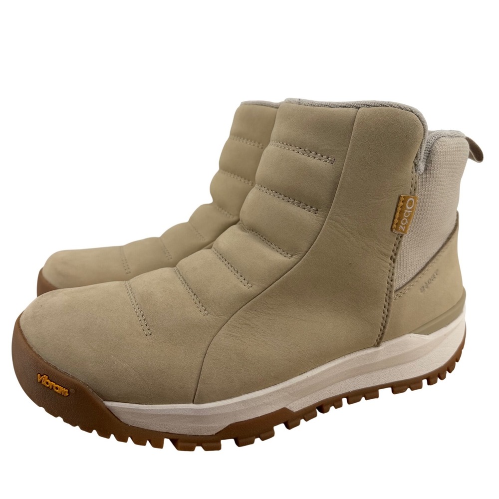 Oboz‎ Sphinx Pull-On Insulated B-DRY Waterproof Boots Tan Beige Womens 10 Vibram